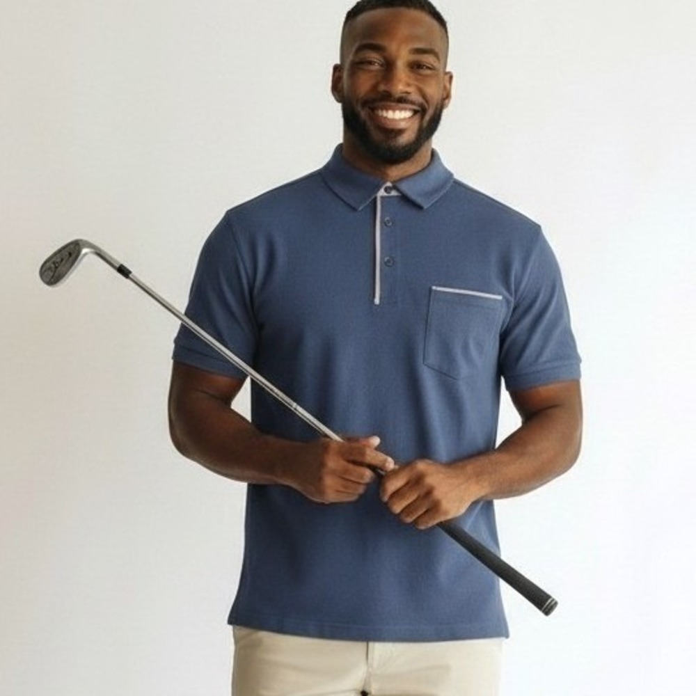 Pebble Beach Dry-Luxe Performance Polo Shirt Mens XXL Blue Short Sleeve Golf Tee
